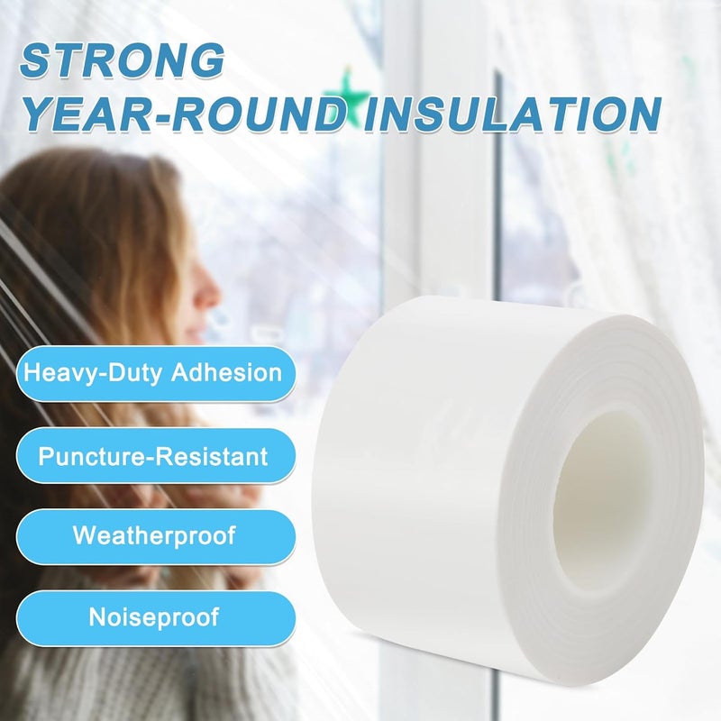 Sunroda Window Sealing Tape Weather Stripping 2 Inch x 50 Yards Clear Window Insulation Draft Isolation Sealing Film Tape for Shower Glass Gaps Seal Windproof, Residue Free(2 Inch x 50 Yards White) - Image 3